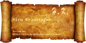 Hirn Krisztofer névjegykártya